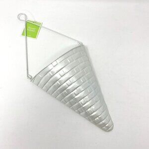 Target Patterned Metal Hanging Flower Holder Decor White Springtime